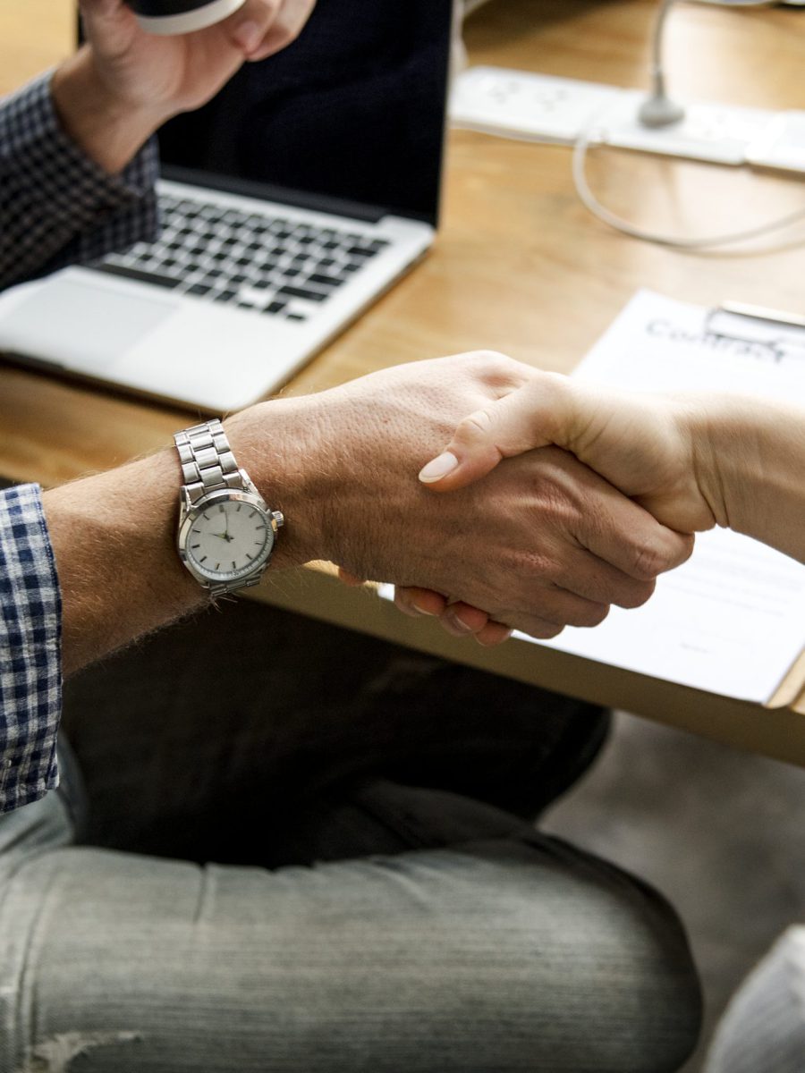 Business people shaking hands in agreement